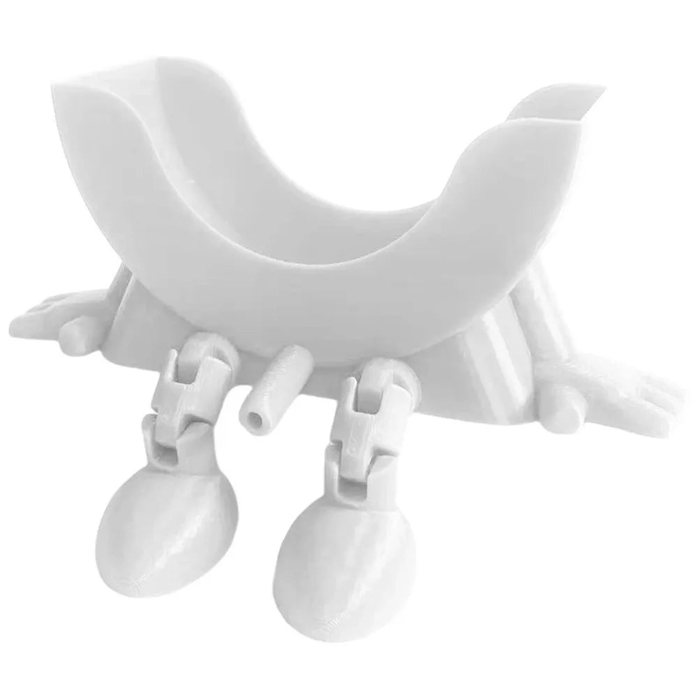 White multi-use sponge holder with three silicone grips for kitchen drainage