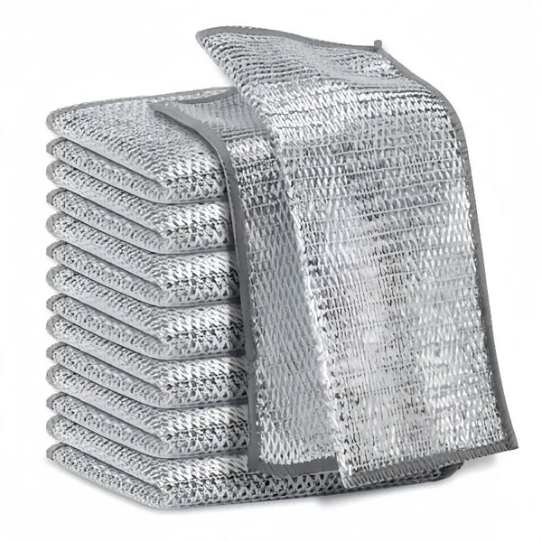 Stapel silberner Metalldraht-Reinigungstücher