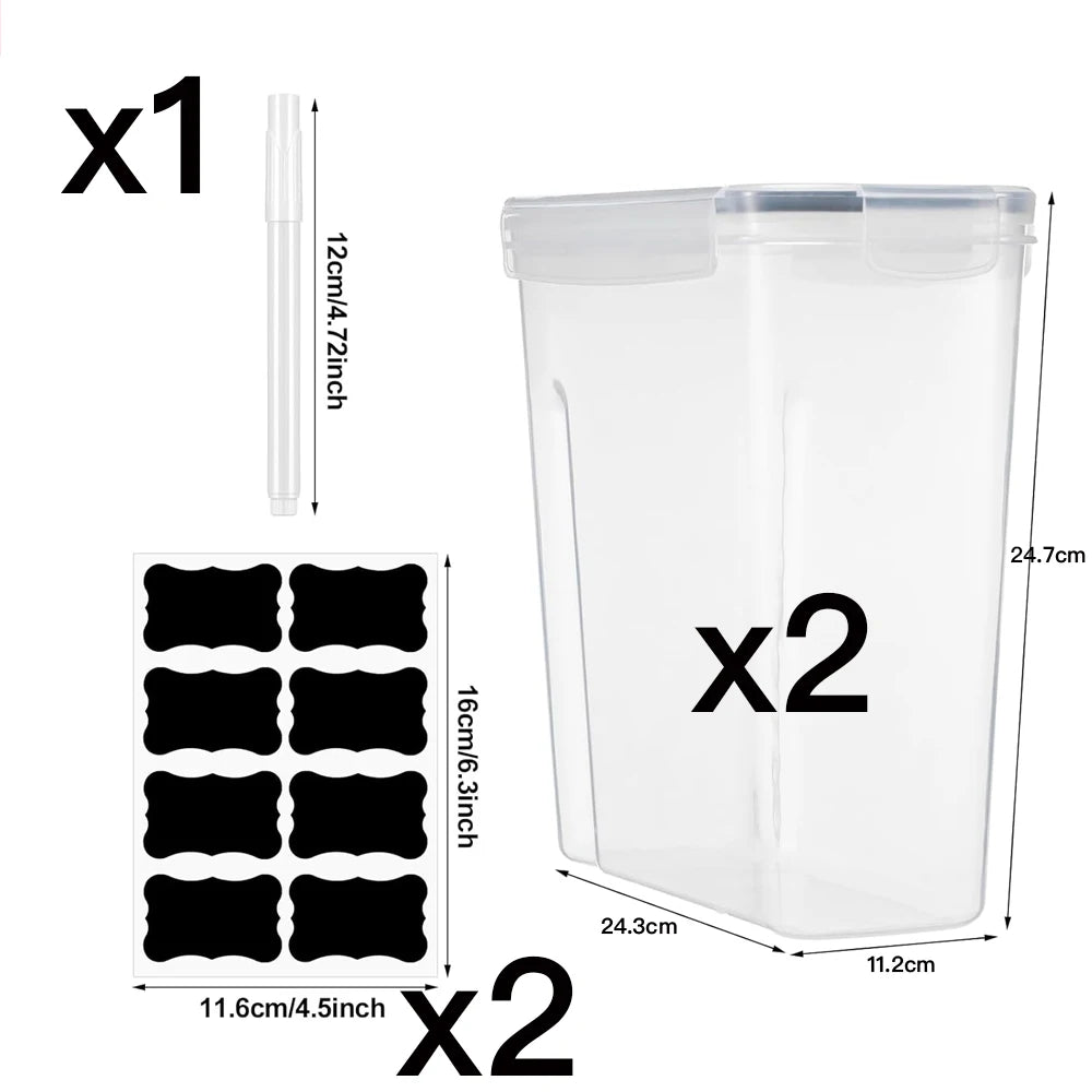 A clear airtight storage box for filament with two filament pieces and one measuring stick.