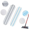 Set of microfiber flat mop head refills in various colors and textures for cleaning.