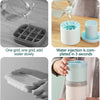 A set of silicone ice cube molds and containers demonstrating a method for making ice cans.