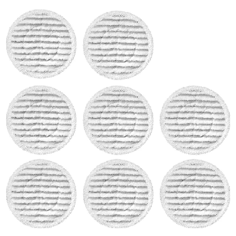 A grid of nine circular gray textured pads for replacement mop cloths used with Shark vacuum cleaners.