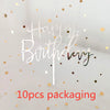 A clear acrylic sheet with 'Happy Birthday' written in silver glitter and gold stars, featuring 10 pieces packaging.