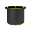 Black breathable fabric plant grow bags with green trim and sturdy handles