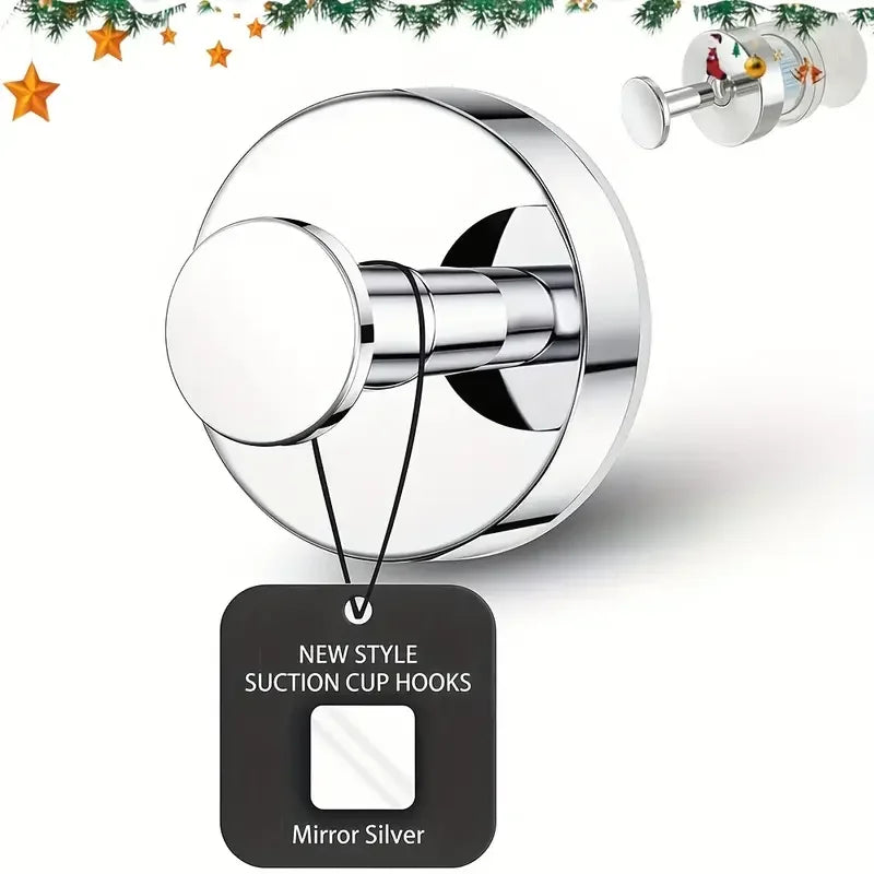 Mirror silver suction cup hooks for glass and tile