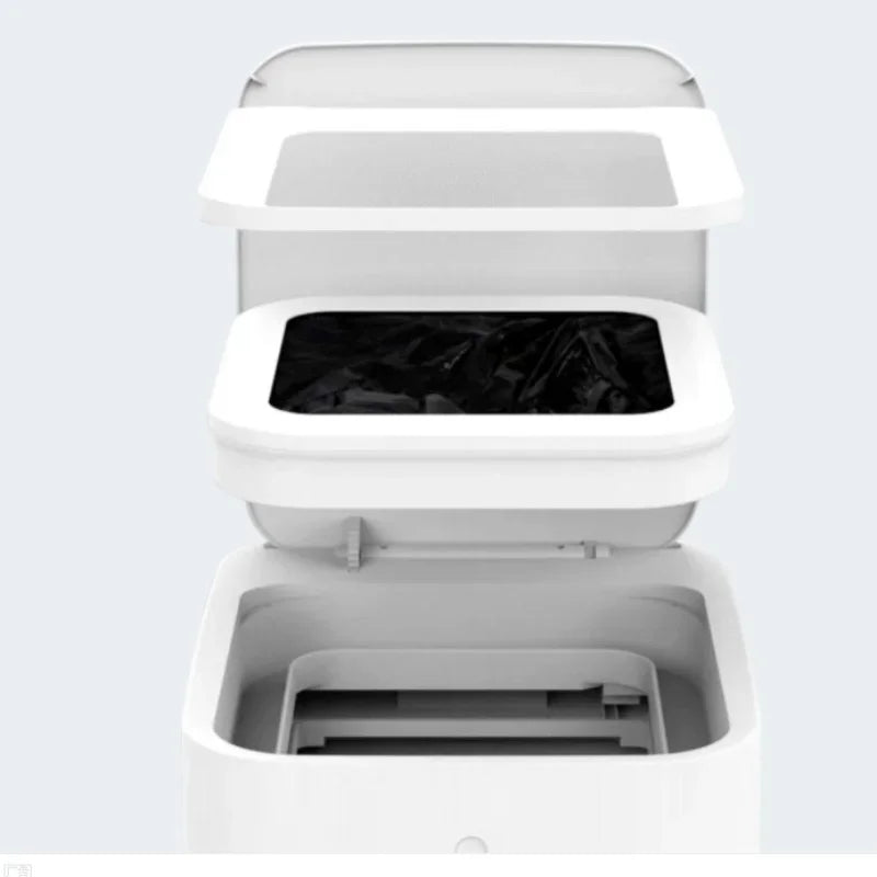 White reusable refill rings for kitchen trash cans shown in an open container.