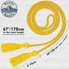 Yellow graduation honor cord with tassel ends measuring 170cm in total length