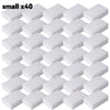 A grid of forty small white melamine cleaning sponges or magic erasers.