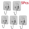 Five pairs of silver self-adhesive rotating wall hooks for storage and display.