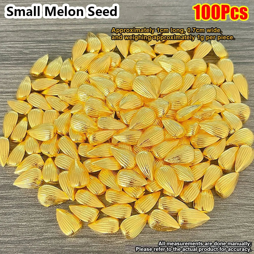 A pile of small golden melon seeds used as decorative ornaments
