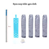 Set of four 85cm mop white cloths and a telescopic handle for cleaning.