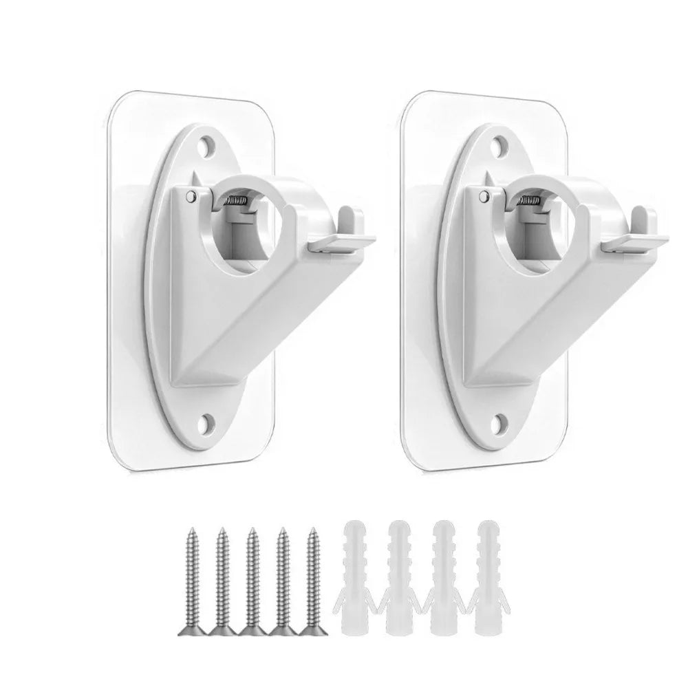 White heavy duty dual use curtain rod brackets and mounting screws