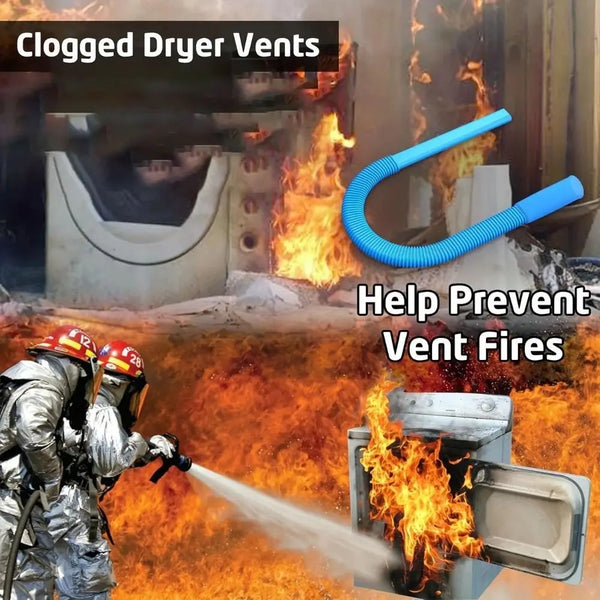 A technician sprays a clogged dryer vent with water to prevent fires.