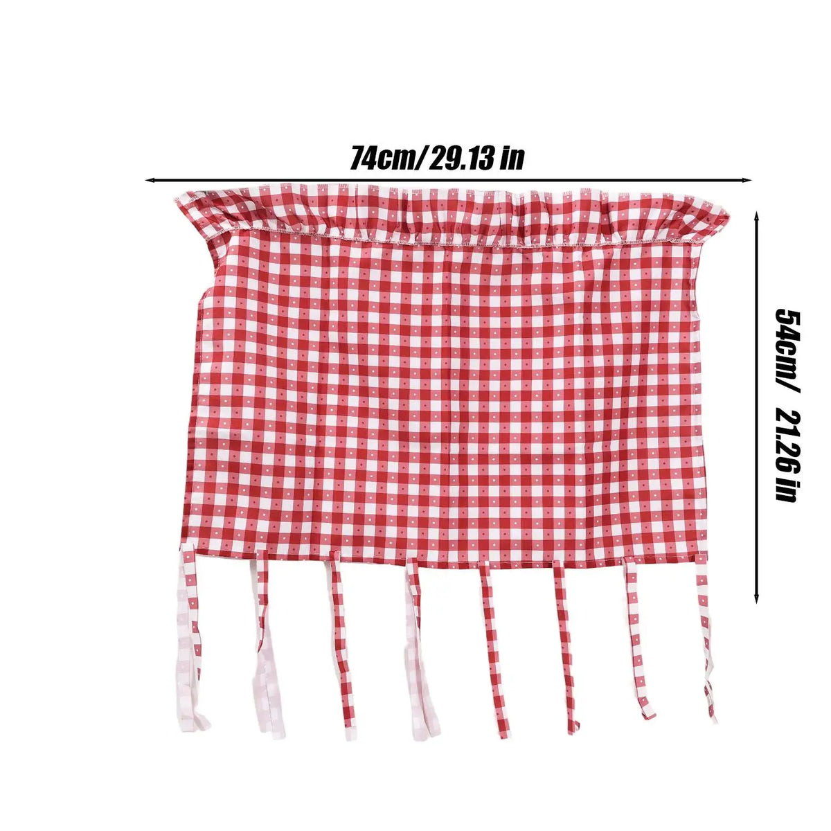 Dekorative Backbleche mit rot-weiß kariertem Abdeckstoff und herabhängenden Bändern