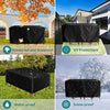 Housse anti-poussière noire et imperméable pour mobilier de jardin, montrée dans divers contextes (herbe, neige, plein soleil