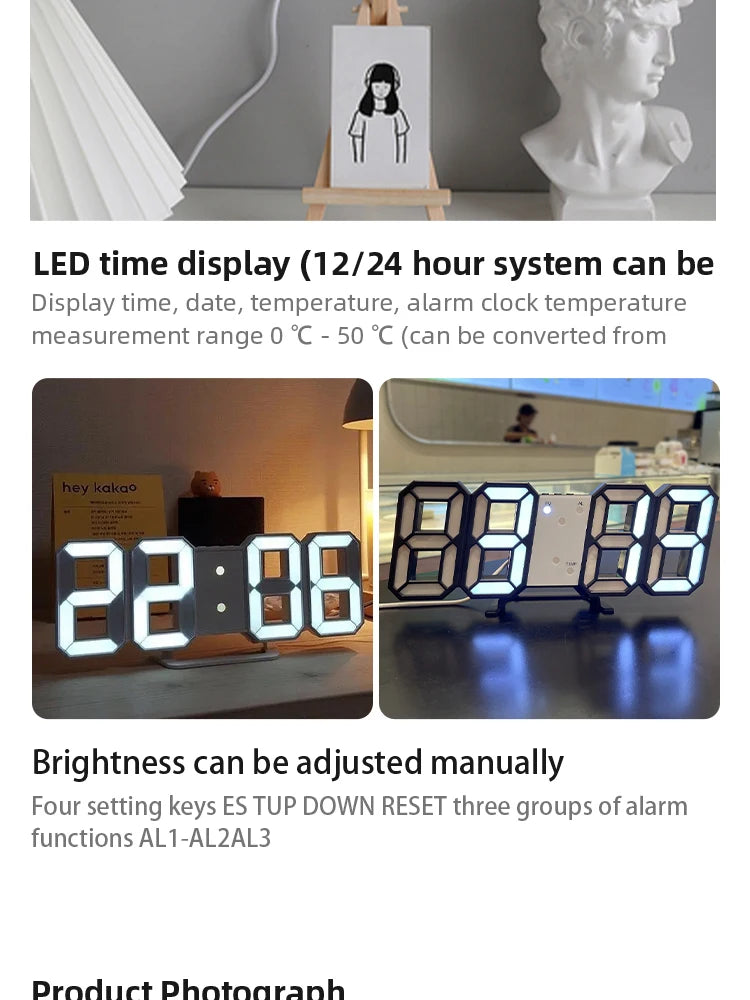 Digitaler Wanduhr mit LED-Anzeige, die 22:06 anzeigt.