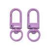 A pair of purple alloy snap lobster clasp hooks for jewelry making.