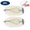 Two reusable white shoe cleaning bags with mesh interiors and gray trim, packaged as a gift.