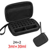 Black insulin peptide storage case with two compartments and an attached needle holder.