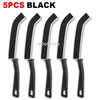 Five black multifunctional hard bristle crevice cleaning brushes shown individually.