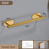Goldene doppelseitige Edelstahl-Handtuchstange mit 40 cm Länge und 10 cm Montageabschnitt.
