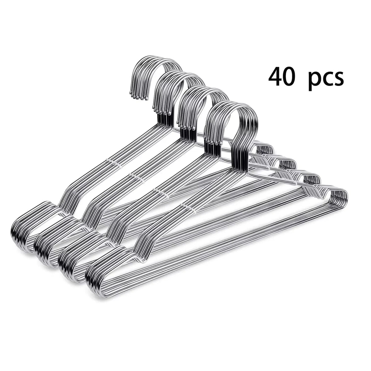 40 pieces of silver-colored metal clips or hangers for organizing items.