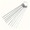 Stainless steel shower head cleaning brush set with multiple thin wires and a loop hanger