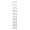 A white, sleek wall mounted hat organizer with multiple curved slots.