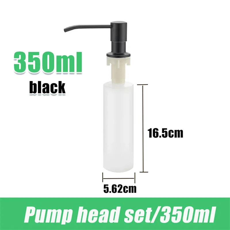 Black pump head set for a 350ml liquid soap dispenser bottle