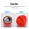 Before and after images showing the sealing function of a can lid for drinks.