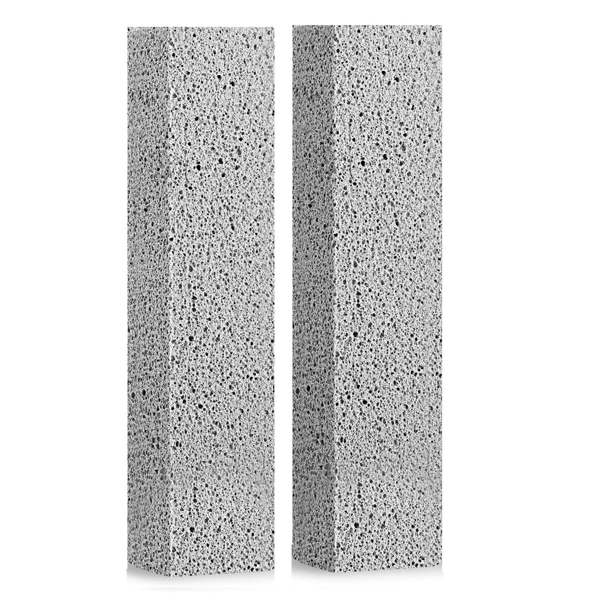 Two vertical pumice stone cleaning sticks used for stain removal on surfaces