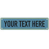 A rectangular, teal metal sign with a gold border and the text YOUR TEXT HERE in white.
