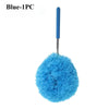 Blue extendable microfiber duster with a handle and fluffy cleaning head