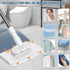 Hands-Free 360° rotating mop with reusable microfiber cloths used for cleaning toilets and surfaces.