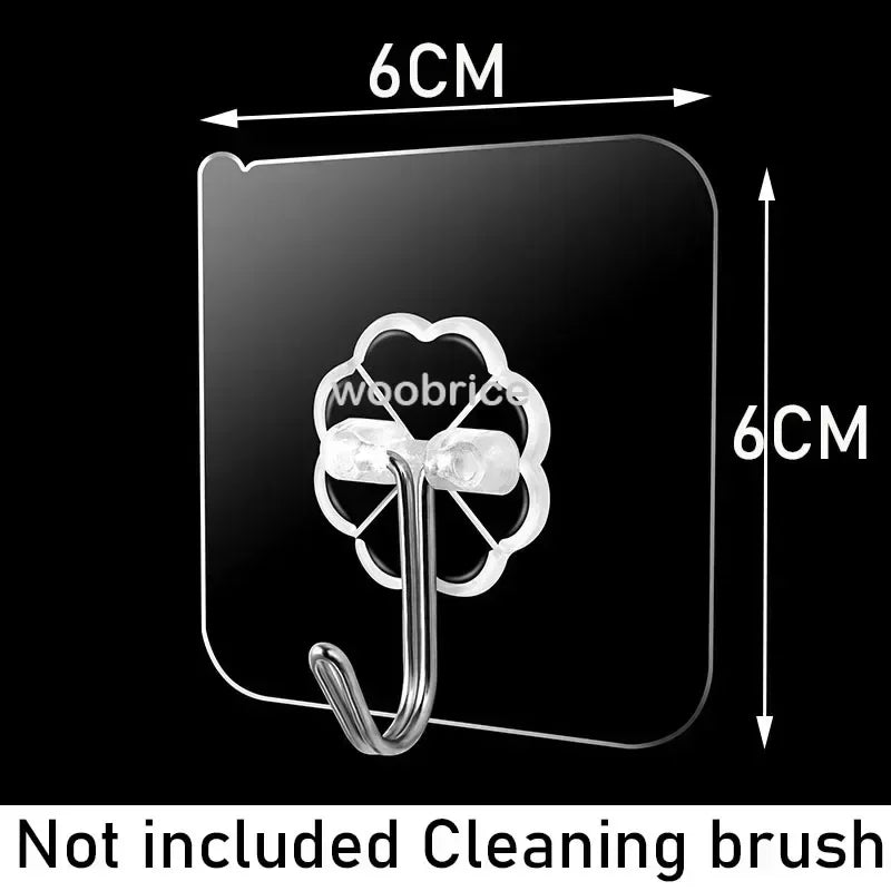 A clear silicone crevice cleaning brush is shown with dimensions marked, not including a cleaning brush.