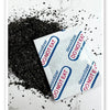A pile of black food-grade oxygen absorbers next to a white packet labeled DO NOT EAT and DEOXIDIZER.