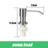 Stainless steel pump head with an extension tube for an under-sink soap dispenser kit