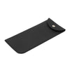 Black PU leather eyewear case or glasses bag with a flap closure.
