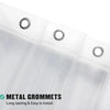 Clear shower curtain liner with metal grommets and weighted magnets for easy installation
