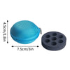 A teal mesh storage case with a zipper and a circular dark gray foam insert for peptide storage.