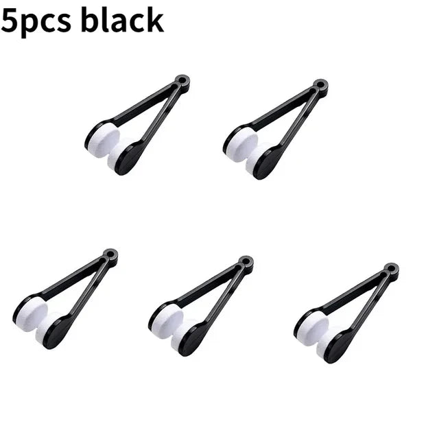 A set of five black two-sided microfiber cleaning brushes for eyeglasses.