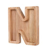 Piggy bank shaped like the letter N, made of wood for savings