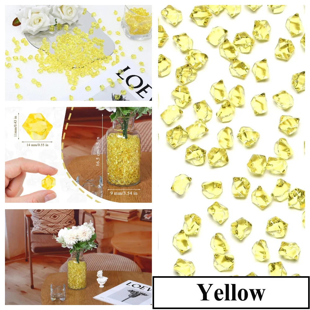 Rocas de hielo triturado de acrílico amarillo para decoración y rellenos