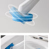 A white rotary brush head is shown cleaning the inside of a toilet bowl.