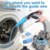 A guide wire cleaning tool is shown being used inside a washing machine drum.