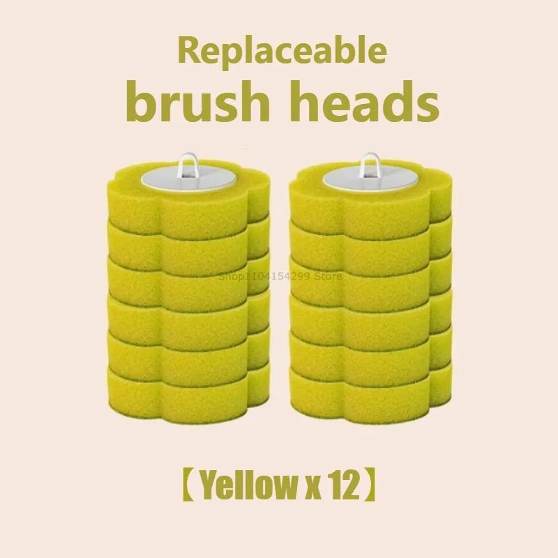 Têtes de brosse jaunes remplaçables pour un kit de nettoyage de brosse à WC jetable montée sur mur