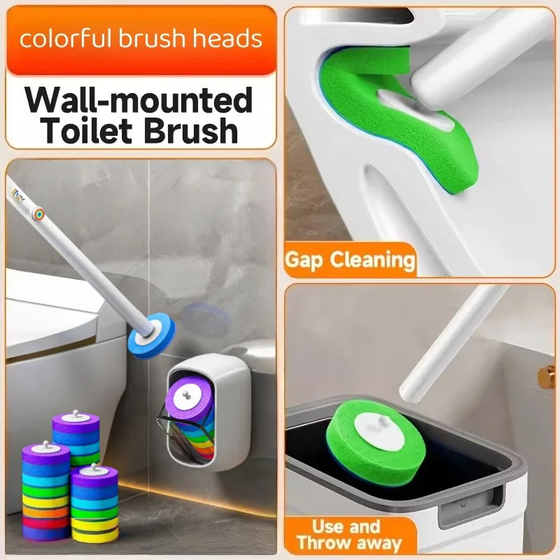 Kit de brosse à WC mural avec têtes colorées et outil de nettoyage des joints