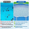 Before and after images showing a portable folding foot bath basin used for pool cleaning.