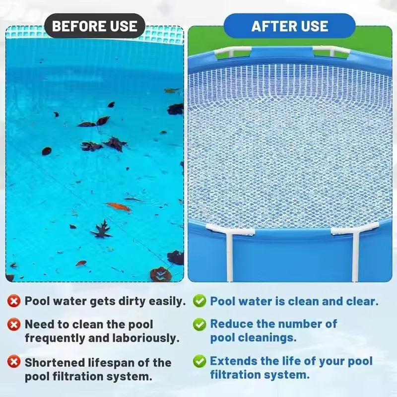 Before and after images showing a portable folding foot bath basin used for pool cleaning.
