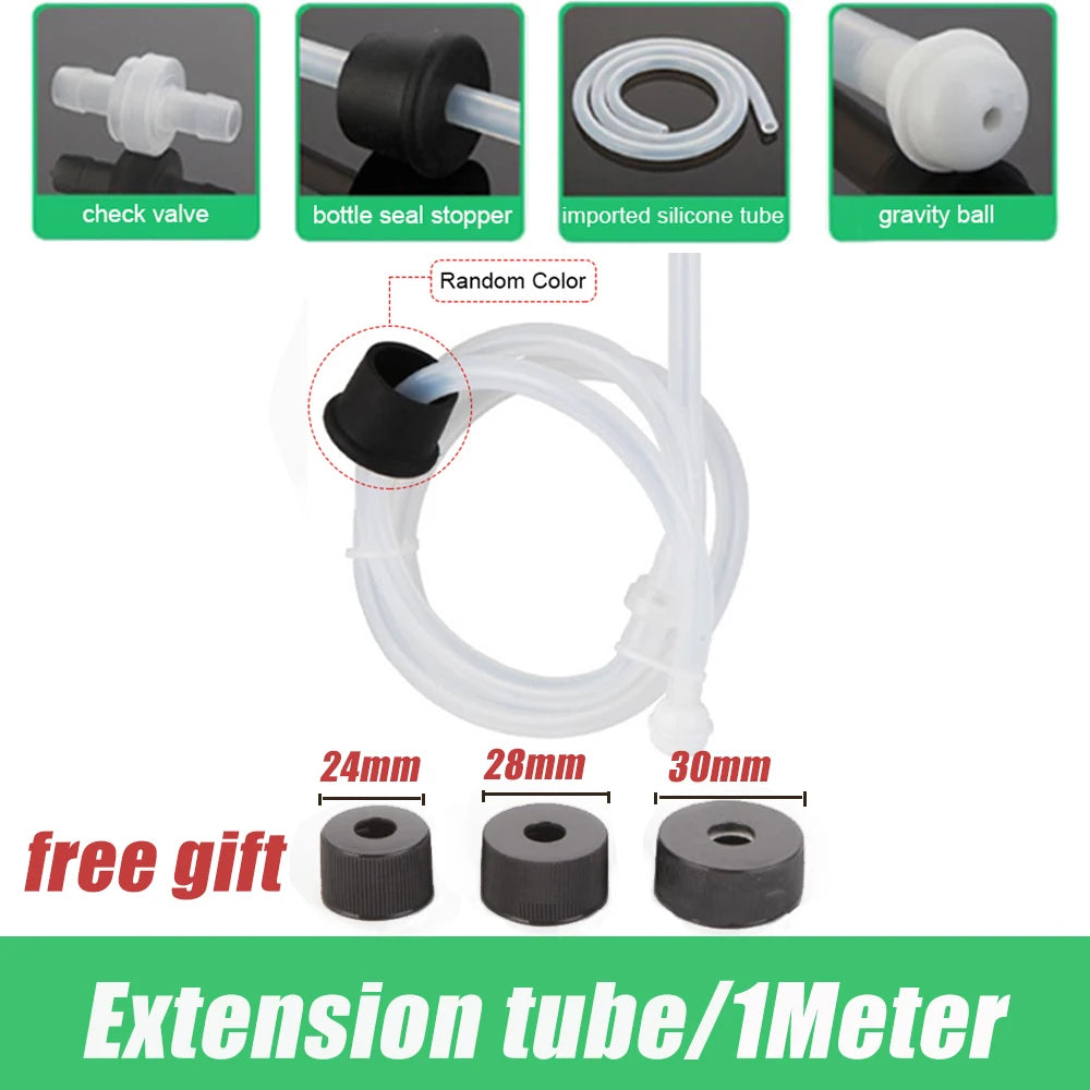 Stainless steel under-sink soap dispenser kit with an extension tube and various components